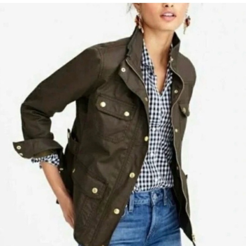 J. Crew Dark Olive Green Waxed Jacket